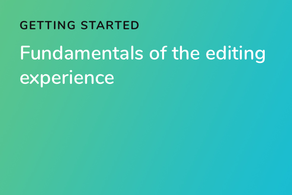 Fundamentals of the editing experience